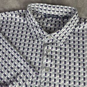 Cutter & Buck Polo Shirt Mens L White‎ Geometric Stretch Golf Short Sleeve